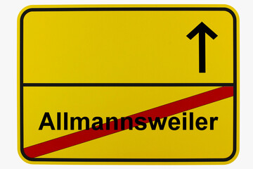 Illustration eines Ortsausgangsschildes von Allmannsweiler in Baden-Württemberg	