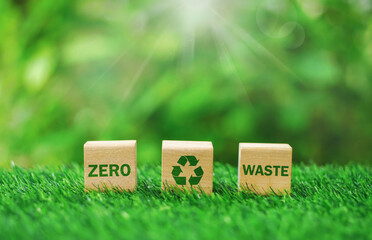 Net zero waste concept with Reuse Reduce Recycle symbol.Climate neutral long term strategy....