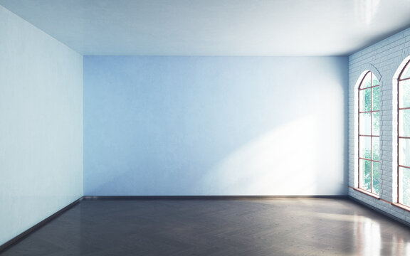 light empty room with white walls showcase mockup 3d render image