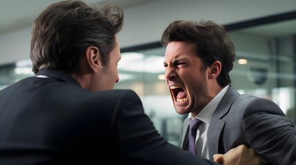 Someone, displaying signs of anger during a disagreement with a colleague - obrazy, fototapety, plakaty