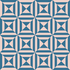Seamless geometric pattern with triangles and squares. Abstract background. Vector illustration. Blue and brown