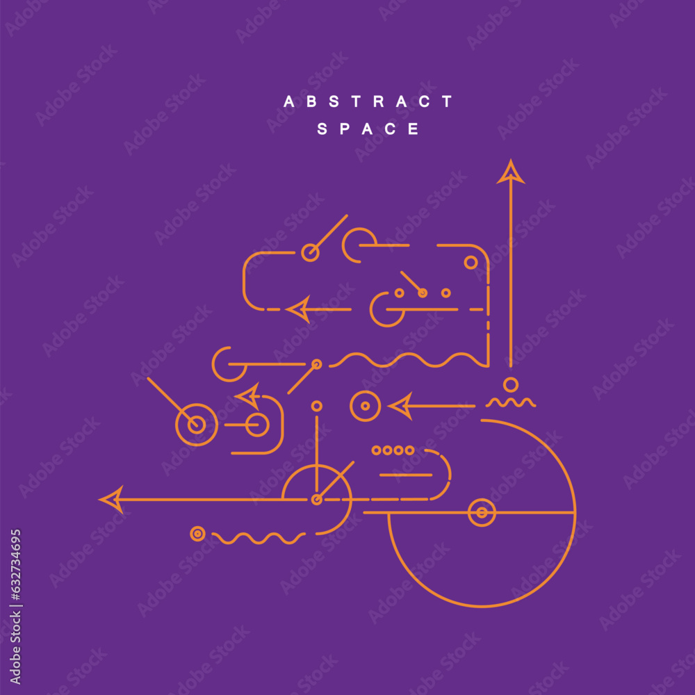 Poster abstract technology circuit board. connect lines, circles and other shapes on background