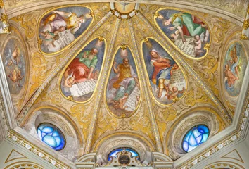 Foto op Aluminium GENOVA, ITALY - MARCH 6, 2023: The fresco of prophets and sybilas in church Chiesa di Santa Caterina by Pantaleo Calvi from 16. cent.  © Renáta Sedmáková