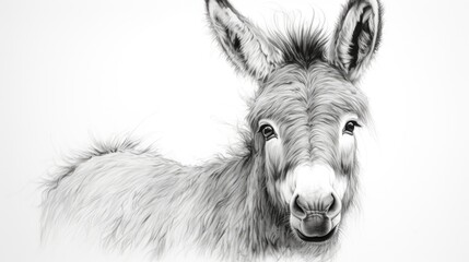 Pencil sketch cute donkey animal drawings - obrazy, fototapety, plakaty