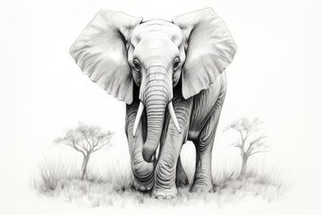 Pencil sketch cute elephant animal drawings