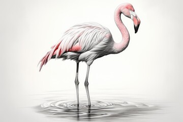 Fototapeta premium Pencil sketch cute flamingo bird drawing picture