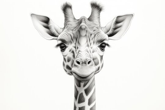 Pencil sketch cute giraffe animal picture draw
