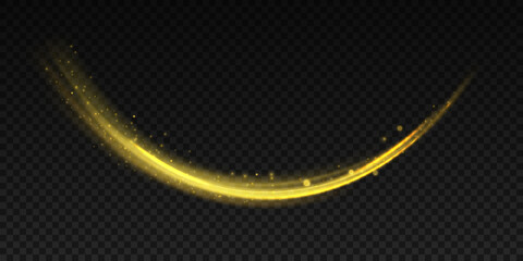 Swirling glow dynamic neon circles.Vector waves with gold particles isolated on black