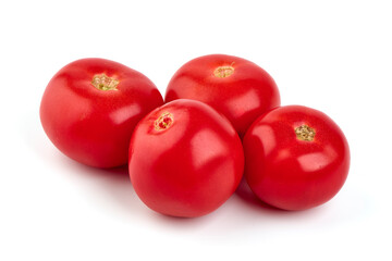 Tomato branch. Ripe fresh tomatoes, close-up, isolated on white background.