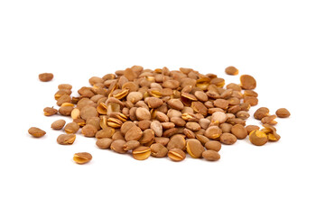 Healthy Homemade Roasted Lentil Snack, isolated on white background.