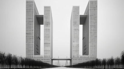 Symmetrical Skyscrapers: Futuristic Minimalist Architecture, 