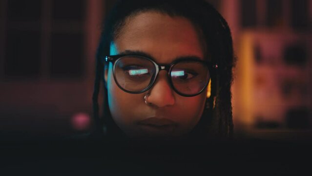 Young woman monitoring social media likes and follows, digital life obsession