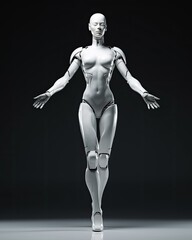 Fototapeta na wymiar Feminine Humanoid Ballet Dancer. AI Robotic Android Balerina.
