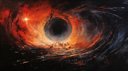 Expressionistic image of a black hole that attracts with its mysterious attractive force, expressionist art style