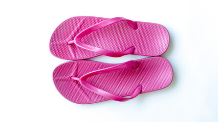 pink slippers on the white background