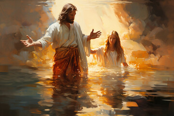 Divine Illumination, The Baptism of Jesus Christ in an Artistic Vortex