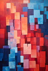 Blue and red abstract geometric background 