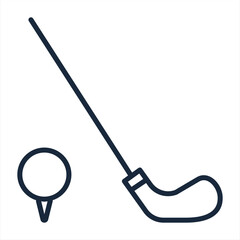 Golf line icon. Golf ball and putter outline style pictogram on beige background. Sport signs mobile concept web design. Vector graphics.