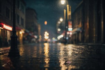 Fototapeta premium rainy street at night