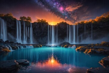 waterfall at night