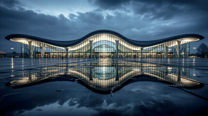 Architecture Concept Airport Terminal Brainstorming Illustration Graphic Digital Art KI Generative AI Wallpaper Background