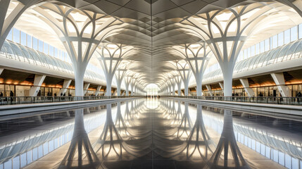Obraz premium Architecture Concept Airport Terminal Brainstorming Illustration Graphic Digital Art KI Generative AI Wallpaper Background