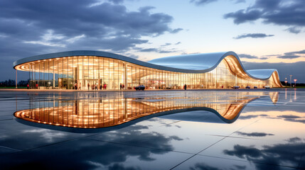 Architecture Concept Airport Terminal Brainstorming Illustration Graphic Digital Art KI Generative AI Wallpaper Background