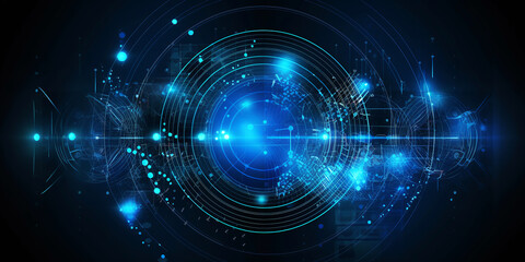 Obraz premium Futuristic computer digital themed tech blue background. Generative AI.