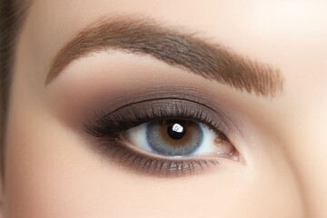Obraz premium a close-up of a woman's front brown eyeshadow. Generative AI