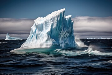 Fototapeta na wymiar a massive white iceberg was seen on the ocean's surface. Generative AI