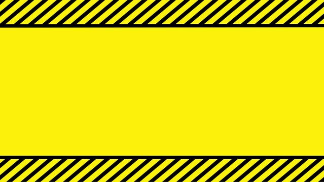 Warning sing board animation black stripes on yellow background. k1_200