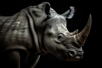 Rhino Rhinoceros Dangerous Big Horn Face, AI generated