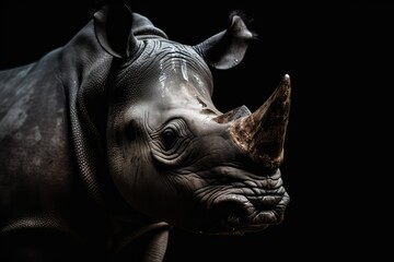 Rhino Rhinoceros Dangerous Big Horn Face, AI