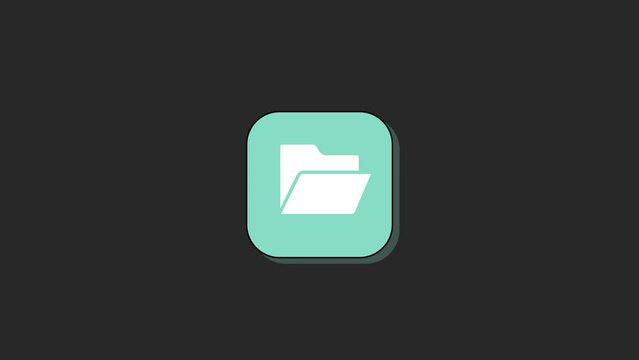 3D folder icon logotype motion graphics isolated on dark green background. k1_197