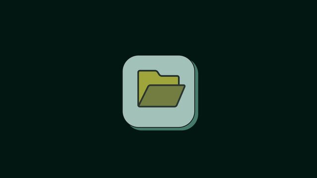 3D folder icon logotype motion graphics isolated on dark green background. k1_199