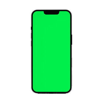 smartphone with blank green screen for vfx mockup app template with chroma 