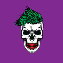 Original vector illustration in retro style skull head with eyes. T-shirt design, design element.