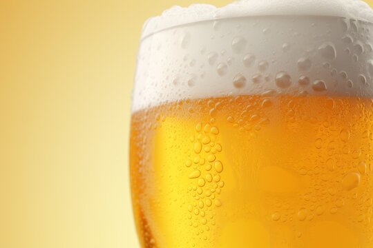 Macro Photography of a Fresh Glass of Beer.