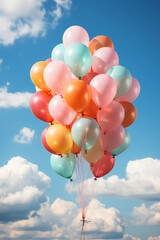 colorful balloons floating in the sky. AI generative