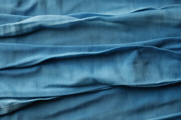 Blue denim background with a seam. Light blue color denim jeans fabric texture. Copy space for text. AI generative