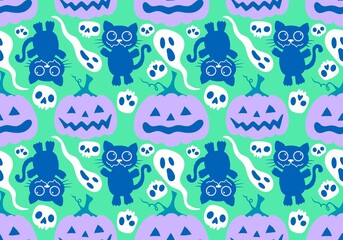 Halloween autumn harvest season pumpkins pattern for wrapping paper and kids clothes print and festive packaging