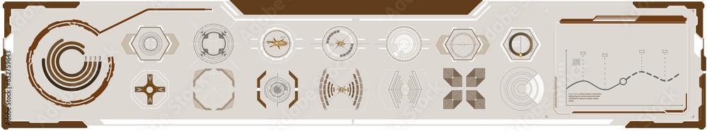 Poster high tech screen for video game. sci-fi concept design. square frames vector futuristic callouts tit