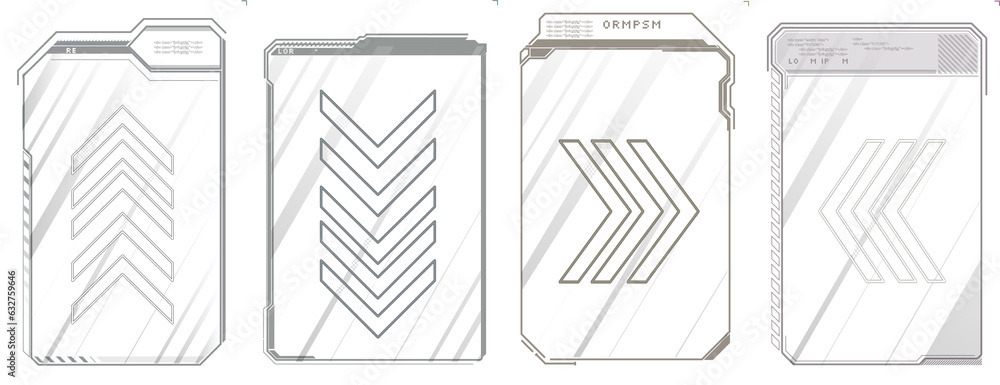 Poster high tech screen for video game. sci-fi concept design. square frames vector futuristic callouts tit