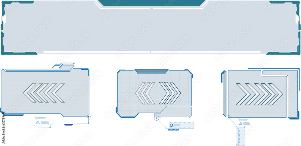 Poster high tech screen for video game. sci-fi concept design. square frames vector futuristic callouts tit