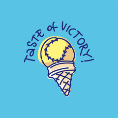 Taste of victory t-shirt design with baseball ice-cream