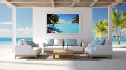 modern living room with beach side generativa IA