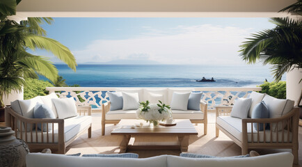 restaurant on the beach in the morning generativa IA