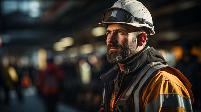 Construction worker looking forward to accomplish his tasks, ai generated