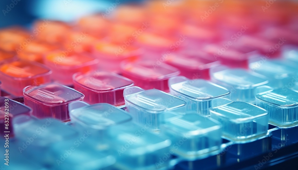 Aufkleber plate with samples for biological tests analysis and biomedical research. generative ai