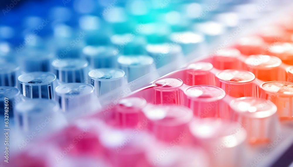 Poster plate with samples for biological tests analysis and biomedical research. generative ai
